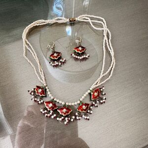 Vintage Kundan Pearl Reversible Necklace Set